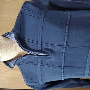 Oscar de la renta black and grey 1/4 zip sweater